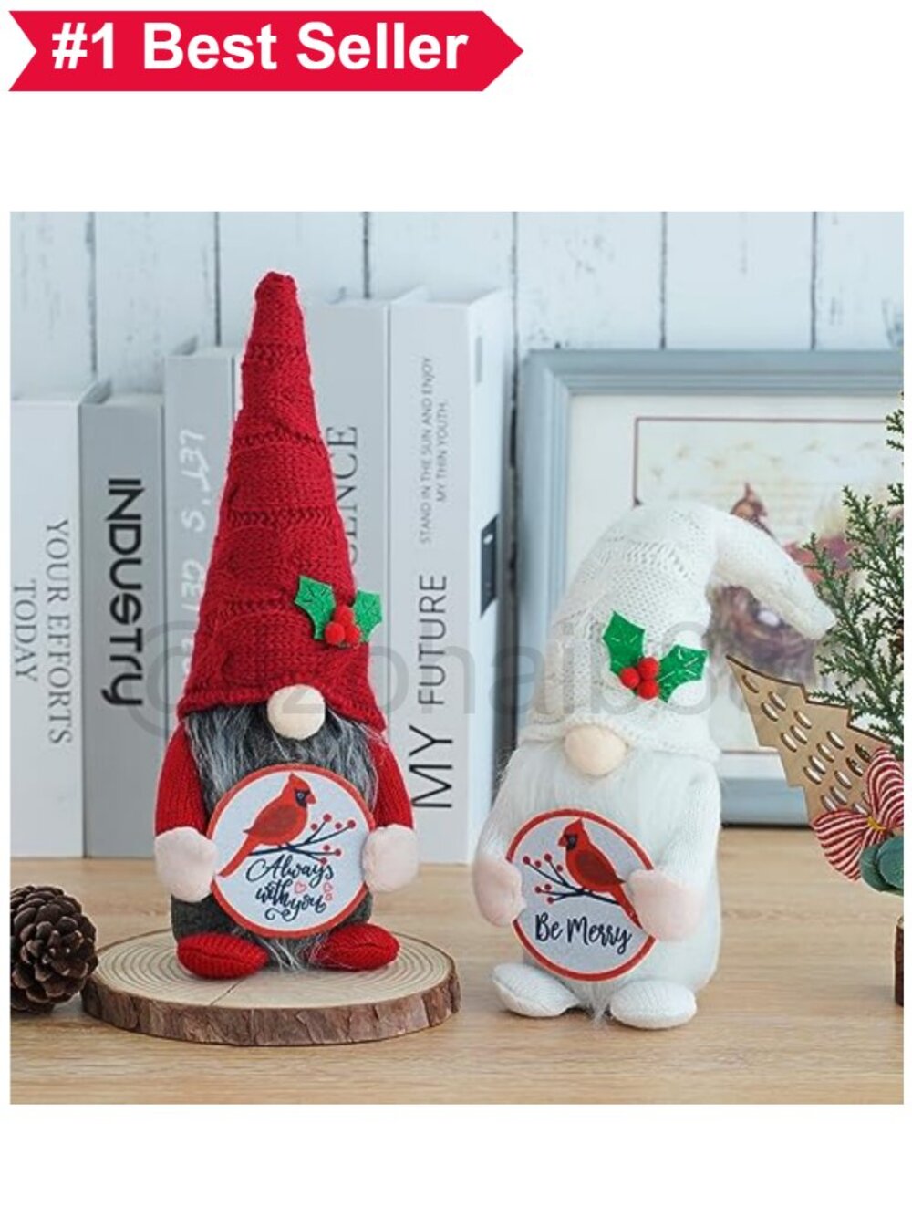 🎄 Cardinal Gnome Plush Figurine Christmas Tiered Tray Home Decor Gift